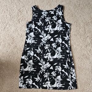 Floral Black and White Sleeveless Dress